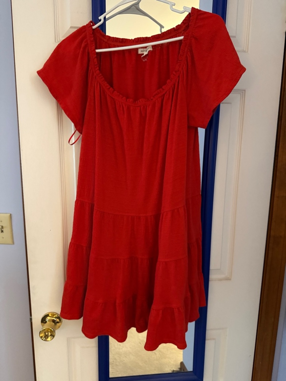 Max Studio Red Tiered Midi Dress
